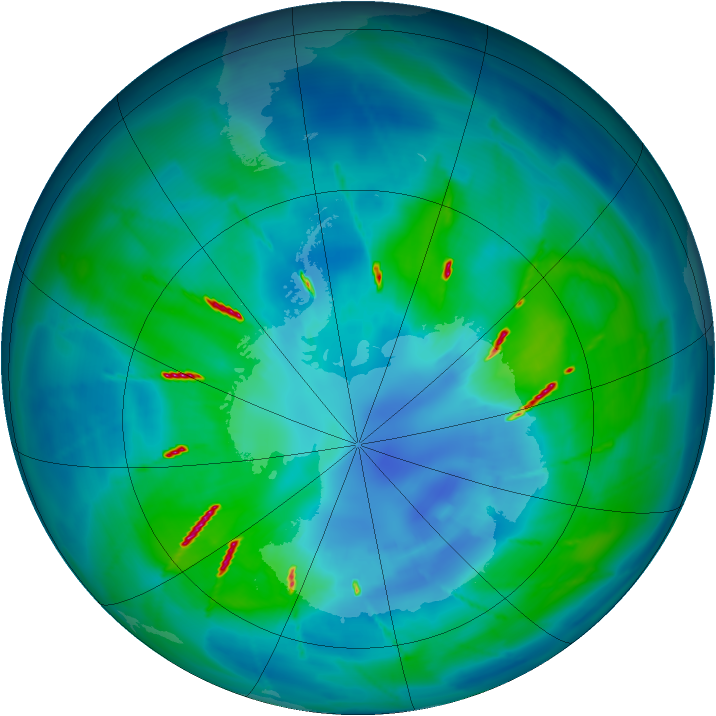 Antarctic ozone map for 06 April 2010